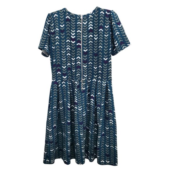 Chevron Patterned Blue Dress - Picture 6 of 6